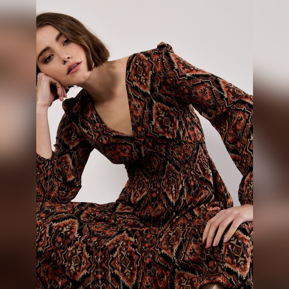 Ikat Dress With Metallic Thread - Picture 2 of 16